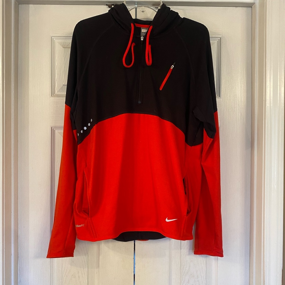 Nike Men's Performance Jacket in Black and Red/Orange